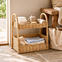 Woven Storage Rack Freestanding Rattan Storage Rack Boho Farmhouse Look