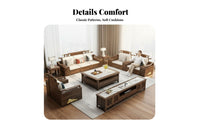 New Chinese Design Sofa Set Firm-Support Sponge Cushions Ebony Wood Sofa Combination Accent Pillows Included Solid Hardwood Furniture Room Furniture