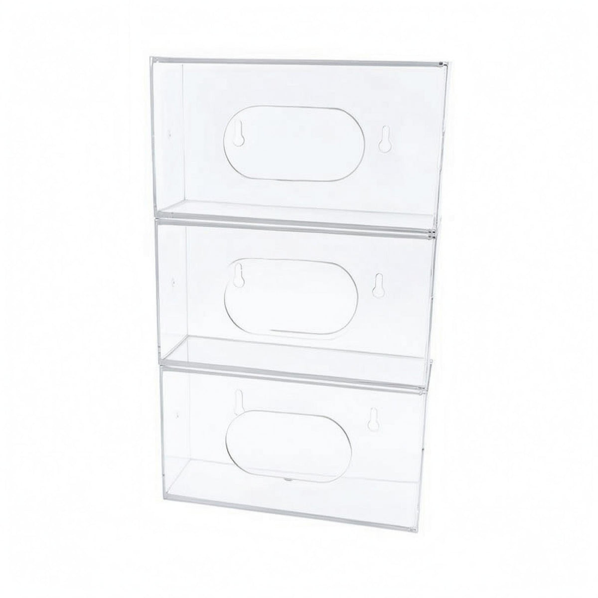 3 Pieces 3 Section Storage Box Clear Wall Mounted Glove Box Holder Easy to Clean