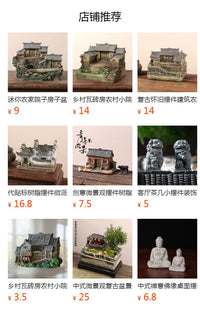 禅意枯山水摆件古代乌篷船小帆船小舟竹筏桌面微景观沙盘可浮水