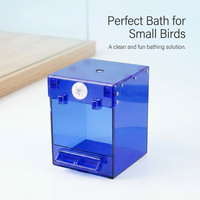 Bird Bath Box for Cage Hanging, Transparent Square Bird Bath Tub for Small Birds #variant:Blue