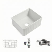 Ceramic Apron Sink Easy to Clean Kitchen Fixture Glossy Finish