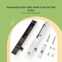 Sliding Pane Security Lock, Aluminum Alloy Hook Latch with security-theftTheft Function, Easy to Install, for Home Patio Door, Pane