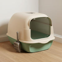 Enclosed Cat Waste Containment Unit Easy to Clean Covered Cat Toilet Spacious Covered Litter Tray for Indoor