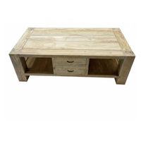 Solid-core Wood Block Table Minimalist Design Rectangular Coffee Table Rustic design Spacious Surface for Apartment Dwellers