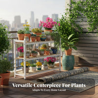 Multi-Tier Plant Stand Mobile with Wheels Floor Standing Flower Rack Space-Saving Display Rack for Balcony, Outdoor, Living Room