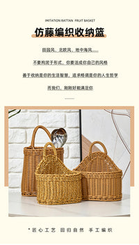 Wall-Mounted Storage Basket for Vegetables and Fruits, Woven Plastic