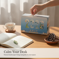 2026 Year of the Horse 3D Paper Carving Desk Calendar - Light and Shadow Rivers and Mountains Art Decor