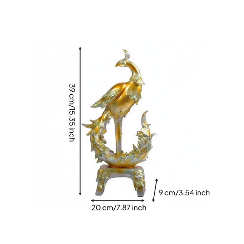 European Design Mythical Firebird Ornament Handmade Gilded Bird Figurine