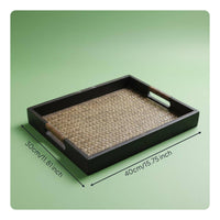 Handwoven Bamboo Tray Retro Design Rattan Tea Tray Natural Wood for Beauty Salon