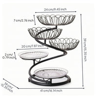 5-Tier Fruit Basket Stand Iron for Dining Table, Hosts