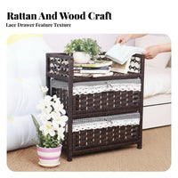 2-Drawer Wicker Nightstand artisanal Design Bedroom Storage Sturdy sturdy
