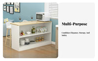 Multi-Functional Kitchen Island with Storage Rounded Corner Design Kitchen Island Table with Storage Large Countertop Room Divider Cabinet Versatile for Home Cooks, Apartment Dwellers, Homeowners, Breakfast Nook, Small Areas
