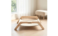 Cat Hammock with Wooden Frame Elevated Cat Scratcher Bed Multifunctional Animal Furniture for Cats, Kittens, Living Room, Bedroom