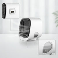 Tabletop Air Desktop Fan Black Grille Mini Oval Viewing Window for Office