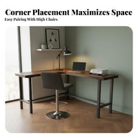 L-Shaped Bar Table Minimalist Design Corner High Desk Modern Design Solid Wood Balcony Table for Couples, Adults, Living Room, Kitchen