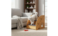 Non-Slip Dog Stairs Wear-Resistant Non-Slip Pet Steps Dog Stairs for High Bed Hardy Wood Wooden Pet Steps Paw Print Cutouts