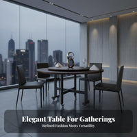 1 Round Dining Table Foldable Design Folding Dining Table Turntable Easy to Clean Particle Board Portable Function Suitable for Apartment Dwellers Hosts Hotel Small Areas Living Room