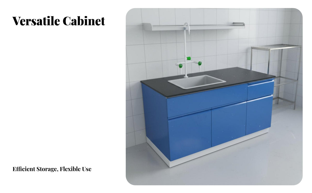 Steel Science Workbench Harsh and Alkali Resistant Scientific Lab Table with Sink Heavy Duty Science Island Bench for Scientists, School, Hospital
