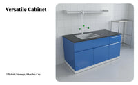 Steel Science Workbench Harsh and Alkali Resistant Scientific Lab Table with Sink Heavy Duty Science Island Bench for Scientists, School, Hospital