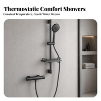 Wall-Mounted Shower Kit with Shelf | Matte, Thermostatic Shower Mixer, for bath
