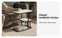 two-levellevel Square Accent Table Modern Design Nightstand adaptable for Small Spaces