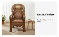 Highspine Rattan Chair Natural Aesthetic Woven Rattan Armchair Supportive spinerest artisanal Design for Adults, Bedroom, Study