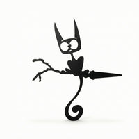 Cat Silhouette Black Metal Silhouette with Branch Cutout Metal Wall Art for Halloween, Garden, Porch