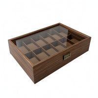 Watch Storage Box with Glass Lid Walnut for Collectors