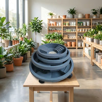 Pot Trolley with Bottom Tray, Round Pot Stand Indoor and Outdoor, Floor Standing Pot Tray with Water Drainage System