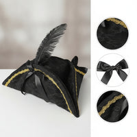 Pirate Hat with Feather and Lace Cosplay Pirate Costume Hat Oversized for Cosplayers, Carnival