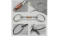 Copper-Jointed Horse Bit with Three-Piece Mouthpiece Polished Bit with Oval Rings Gentle Tack Comfortable for Everyday Riding