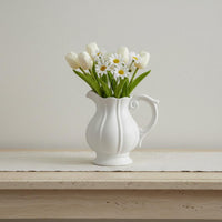 Fluted Flower Pitcher Elegant Design Decorative Jug with Handle Retro Design