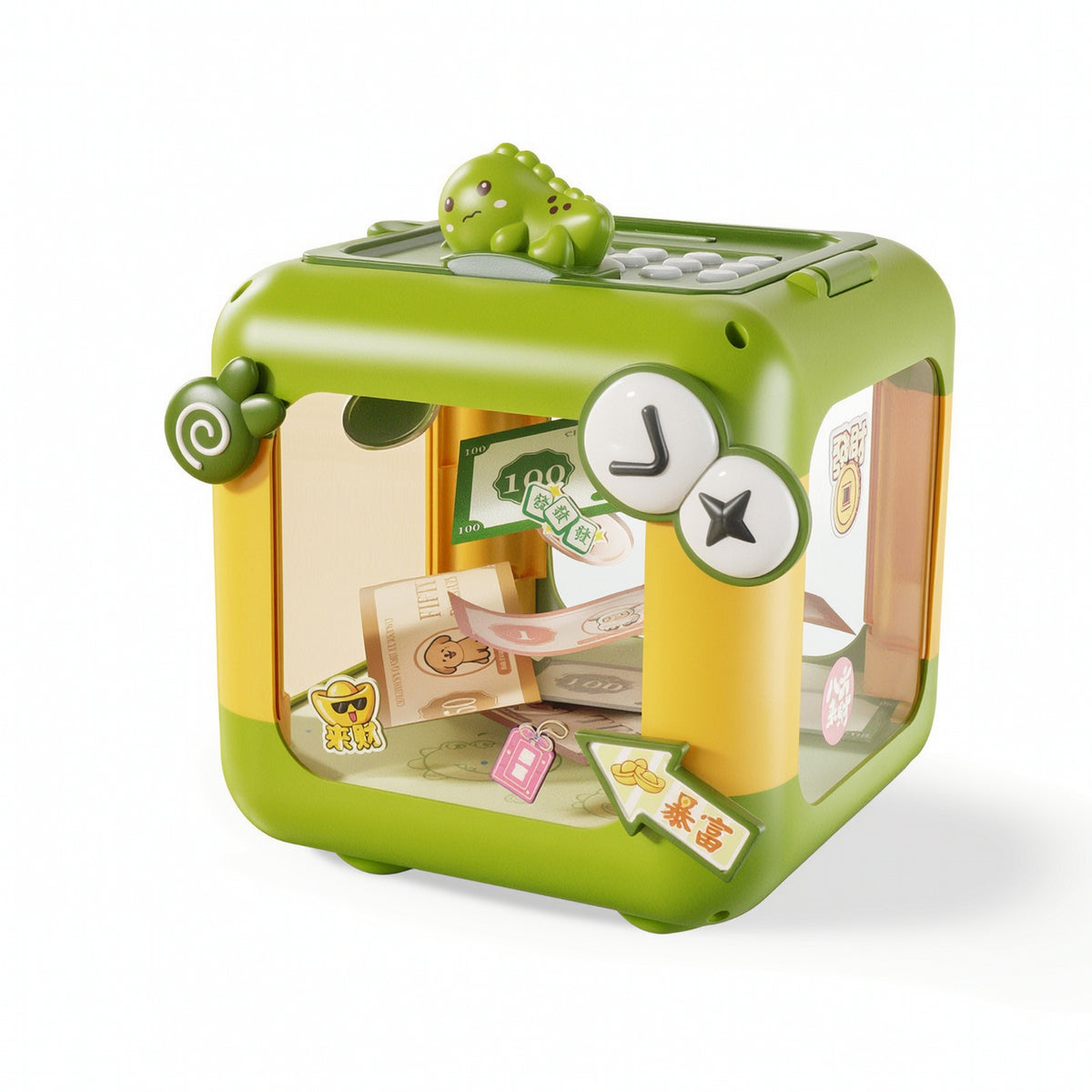 Transparent Piggy Bank with Password Lock Interactive Dinosaur Piggy Bank Lockable Currency Box Educational for Children, Toddlers, Bedroom, Playroom