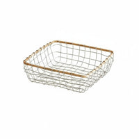 Wire container with Wood Handles adaptable Storage Basket Modern & design for Renters