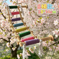 Parrot Bird Ladder Solid Wood Hemp Rope Macaron Climbing Ladder Birdcage Toy Accessory