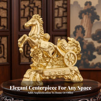Meaningful Gift Chinese Wealth Horse Figurine Intricately Detailed Golden Horse Ornament for Business Owners, Office, Shop, Desktop