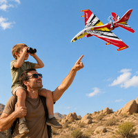 Fighter Jet Toy Airplane, Foam Glider with LED Lights, USB Rechargeable, for Kids 7 to 14 Years Old, Great for Garden and Beach