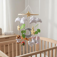 Handmade Moon and Rabbit Mobile Soothing Textile Moon Mobile Sensory Development