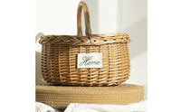 Handwoven Fiber Basket Rustic Basket with Handle Woven for Flower Arranging