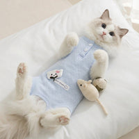 Cat Post Surgery Suit, Thin Cat Body Suit After Surgery with Fasteners, Anti-Licking Cat Spay Recovery Suit Female, Unisex Cat Recovery Suit Female