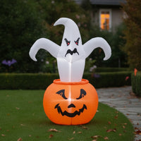 Outdoor Halloween Inflatable with LED Light Lighted Inflatable Ghost with Pumpkin Giant Inflate Ghost Bright for Yard