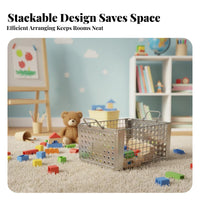 Stackable Wire Basket with Handles Stackable Metal Crate Good Air Circulation
