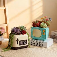 老式收音机多肉花盆装饰摆件创意可爱绿植公室书房花盆装饰品摆设