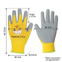 Kids Gardening Gloves with Wildlife Patterns, Rubber Coated Young Child Gardening Gloves, Children's Gardening Gloves For Kids Household Chores