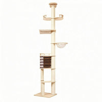 Wooden Cat Tree Multiple Platforms Wood Cat Climbing Structure Hanging Sling