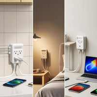 Touch-Control Outlet Extender with Night Light Compact Outlet Extender with USB Ports Space-Saving Warm for Bedroom