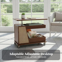 Bus-Shaped elevatingTop Trolley Height Adjustable C-Shaped Rolling Table for Bedroom