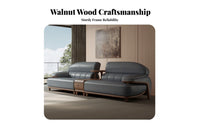 3-Seater Straight Sofa Top-Grain Leather Upholstery 3-Seater Upholstered Sofa New Chinese aesthetic Living Room Seating for homeowners, Families, Bedroom
