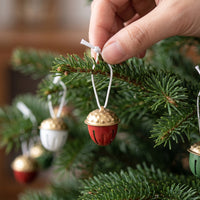 12 Pieces Bell with Hanging Loop Hammered Christmas Bell Ornament Slotted for Garlands